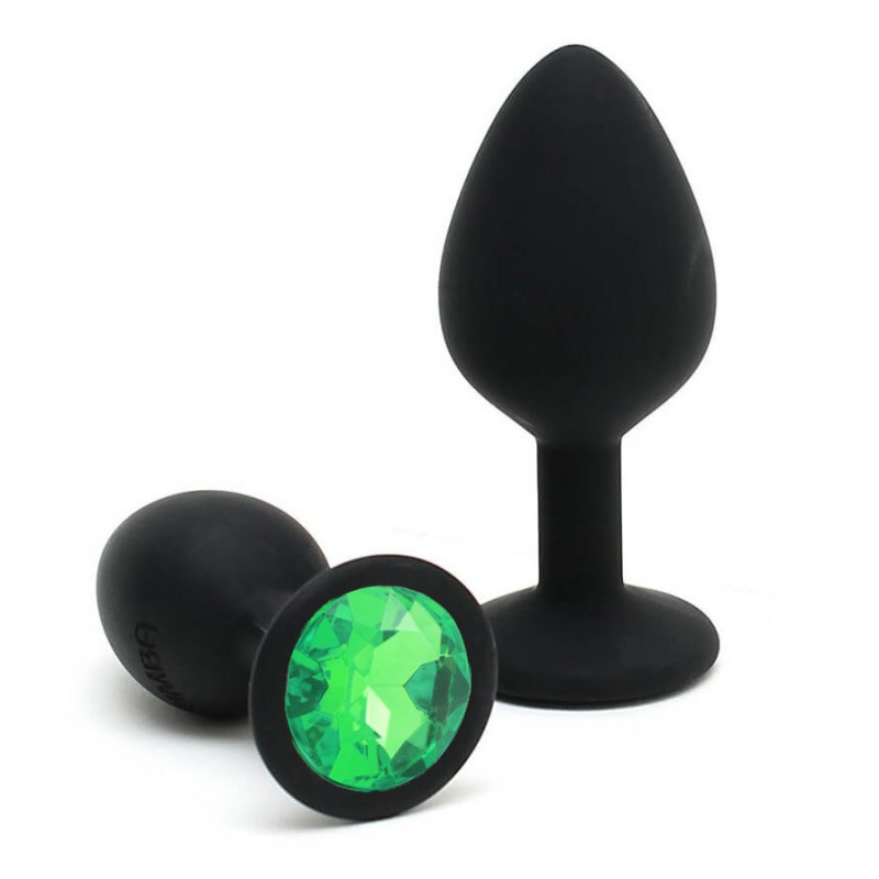 Adora Black Jewel Silicone Butt Plug - Dark Green - Large